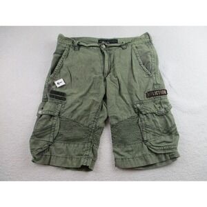Affliction Cargo Shorts Mens 33 Battalion Patches Moto Biker Pockets Distressed